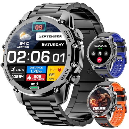 Hwagol Smart Watches for Men(Two Style Kits) Military Watch for Men with Heart Rate/Sleep Monitor/Calls/Notifications/100+...