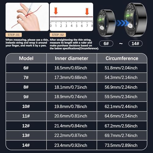 Health Tracker Ring, Smart Health Ring for Women Men with Heart Rate, Blood Oxygen, Sleep Monitor, Steps,Calories, No Subs...