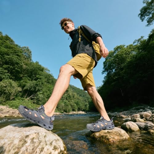 HUMTTO Men's Amphibious Closed Toe Hiking Sandals Quick-Dry Water Shoes Non-Slip Athletic Adjustable Outdoor Fisherman Bea...