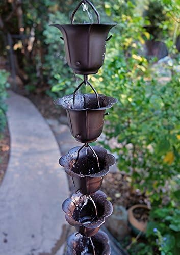 Nutshell Stores Flower Cups Rain Chain - Bronze - 10 Feet