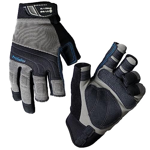 Marine Gear Sailing Gloves - 3-Finger Dexterity with Better Grip, Neoprene and Padded Knuckles, Reinforced Pressure Points