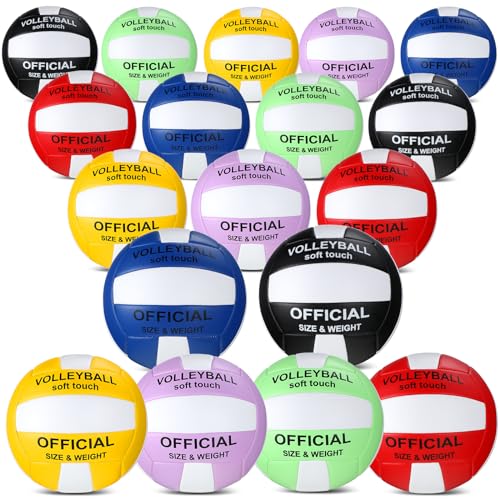 Libima 24 Pcs Volleyball Official Size 5 Bulk Soft Recreational Training Beach Play Volleyball with 4 Pump for Gym Trainin...