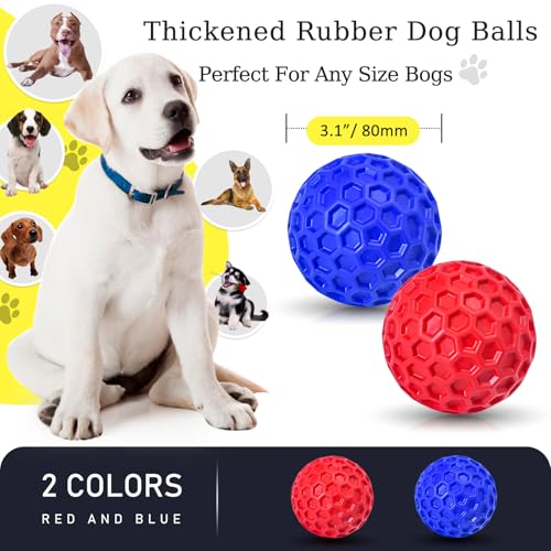 CHEODIN 2 Pack Indestructible Squeaky Dog Balls for Aggressive Chewers, Interactive Dog Toys for Teething, Relieving Anxie...