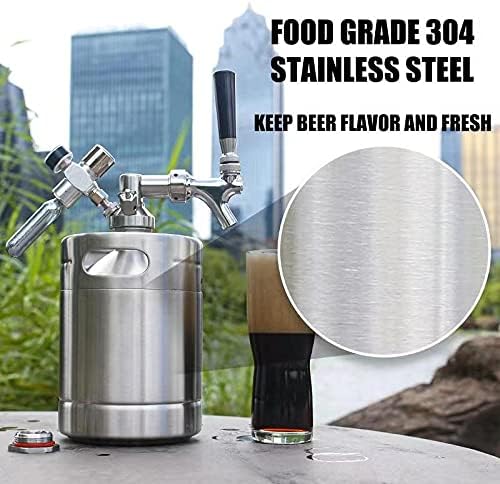 64OZ Mini Keg Growler, Pressurized Home Dispenser System with Self-Closing Design Faucet Keeps Carbonation and Fresh for Homebrew, Craft and Draft Beer
