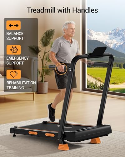 3 in 1 Walking Pad Treadmill with 16% Incline, Folding Treadmill with Handle Bar, Portable Treadmills for Home Small, 330 ...
