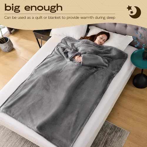 NORD ECO Wearable Blanket with Sleeves, Cozy Wearable Blanket with Arms and Pockets for Women Men, Warm TV Wrap Throw Blan...