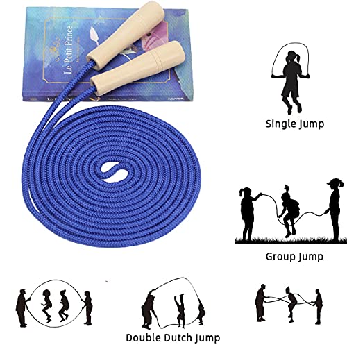 16 FT Long Jump Rope for Kids, Adjustable Double Dutch Skipping Rope with Wooden Handle, Multiplayer Team Jumping Rope for...