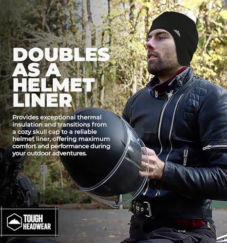 Tough Headwear Thermal Skull Cap - Moisture-Wicking Helmet Liner Beanie - Outdoor Running Gear Men & Women - Cycling Apparel