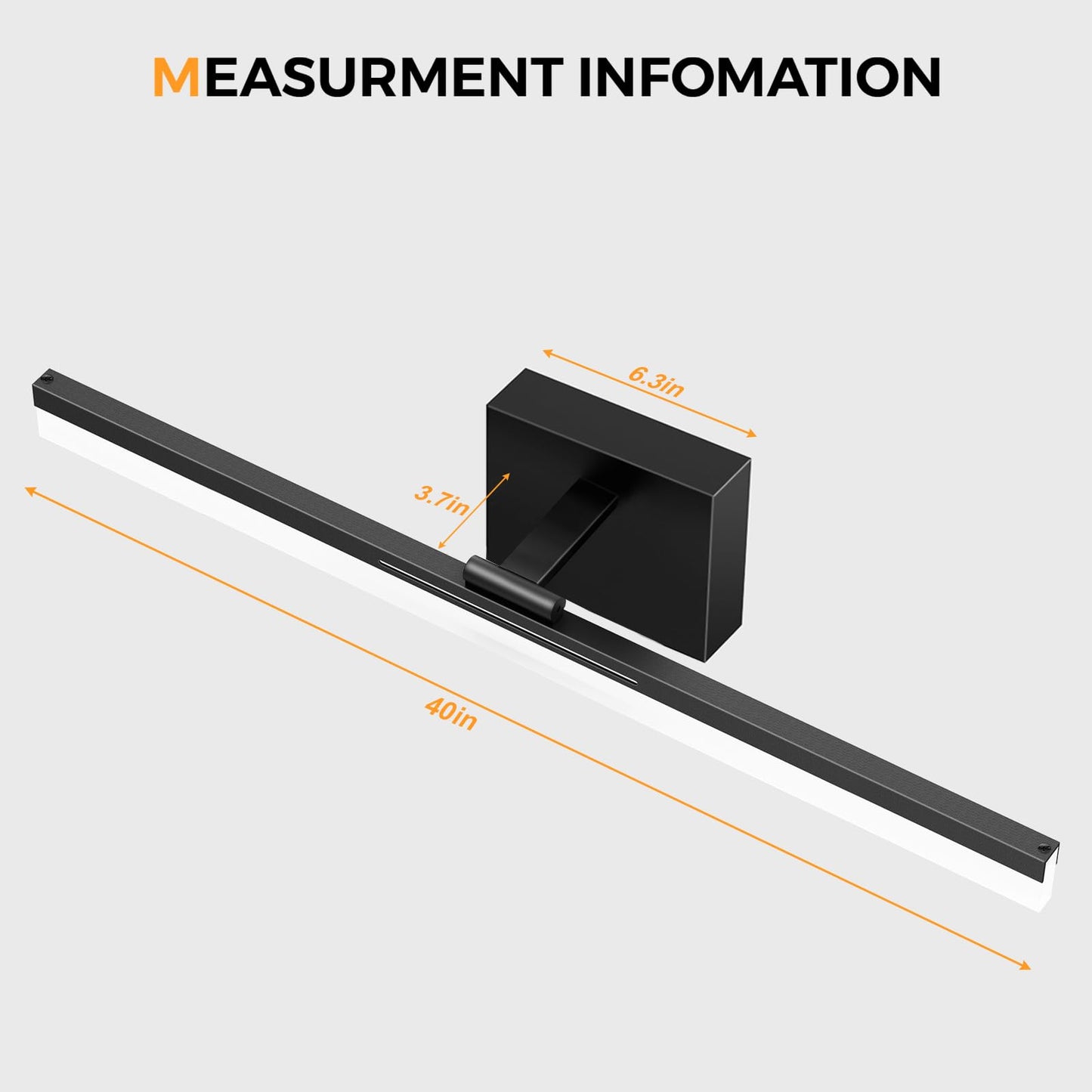 Izorro 40 Inch Modern Led Vanity Light Bar For Bathroom  Ip44 (Dimmable & Adjustable & Retractable) Black Bathroom Lighting Fixtures Over Mirror 6000K