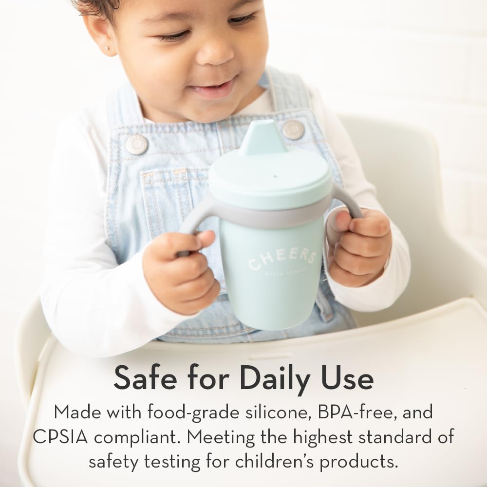 Bella Tunno Sippy Cup, Silicone Training Cup with Transition Handles for Infants, Toddlers & Kids, Babies 6-12 Months & Toddlers 1-3 Years, Boys & Girls, Sippin’ Pretty, 8 oz