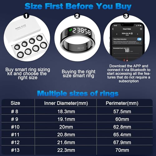 MagLoop Smart Ring Health Tracker for Men/Women with LED Dispay Screen,Fitness Ring Sleep Tracker,Fast Charging,for Pedome...