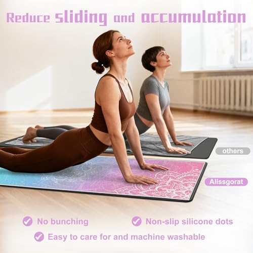 alissgorat Yoga Towel,Absorbent Yoga Mat Towel for Hot Yoga Non Slip,Stylish Prints,Ideal for Workouts,Hot Yoga,Bikram,Pil...