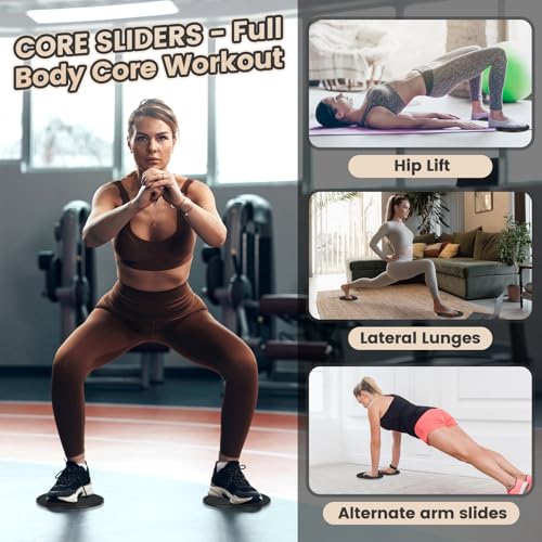 Pilates Essentials Kit for Home Workouts Women, Black Pilates Equipment Set with 9 Inch Yoga Ball, Pilates Slider, Resista...