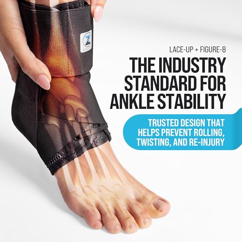 Z ATHLETICS Ankle Brace for Women & Men - Lace Up Adjustable Support with Side Stabilizers for Sprained Ankle, Achilles Te...