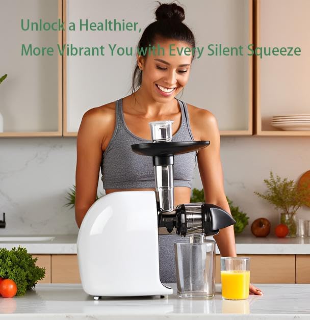 MegaWise Cold Press Slow Masticating Juicer – Quiet Motor, Soft & Hard Modes, Vegetable & Fruit Juice Extractor, Easy-to-Clean Design, High Juice Yield, Black