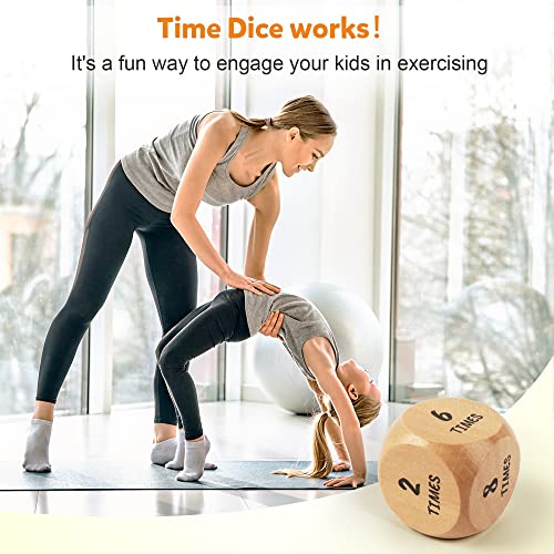 Homotte Wooden Yoga Dice Set for Kids, Fun Workout Game with 6 Exercise Dice, 12 Yoga Cards & A Box, Mindfulness Valentine...