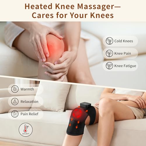 Nekteck Knee Massager with Heat - Cordless Heated Knee Brace with Vibration for Pain Relief, Rechargeable Knee Heating Pad...