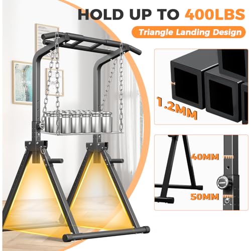 ZENOVA Pull Up Bar Dip Station Multi-Function Strength Training Equipment for Men Women Muscle Building 330/400 LBS Weight...