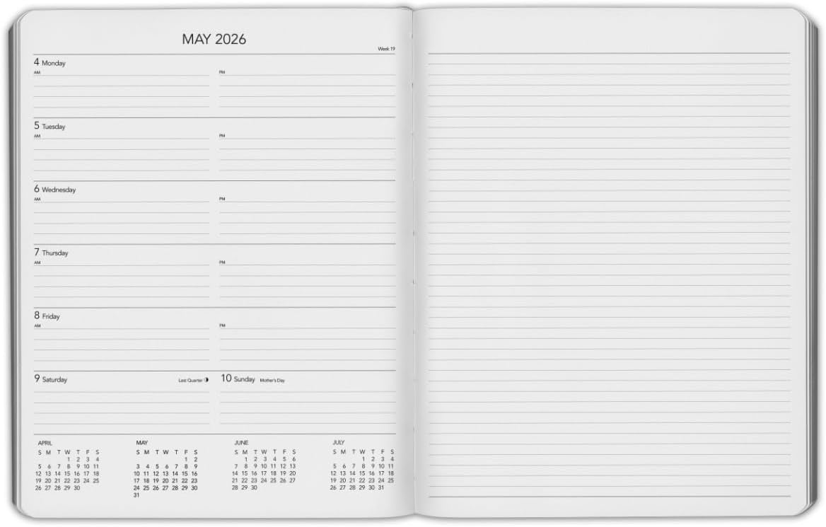 Harbor Weekly Journal Notebook Planner 2025-2026 - Lined, Durable Faux Leather, Softcover, 176 Quality Pages, For Men and Women, For Writing, Work & Travel, Cambridge Lavender - 9x7"