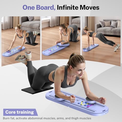 MOVOCA Pilates Board,Foldable Pilates Reformer Equipment with Timer, Multi-Purpose Portable Pilates Reformer Machine Home ...