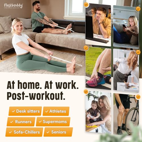 FlexBuddy® Stretching Tool – 2-in-1 Flexibility & Back Trainer | Daily Mobility & Pain Relief | Compact Stretch Aid for Ho...