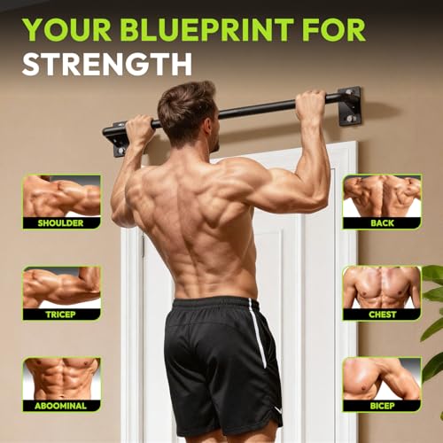 HANDBODE Pull Up Bar for Doorway and Wall Mount - Chin Up Bars for Home Gym, 39 in / 52 in Upper Body Workout Equipment wi...