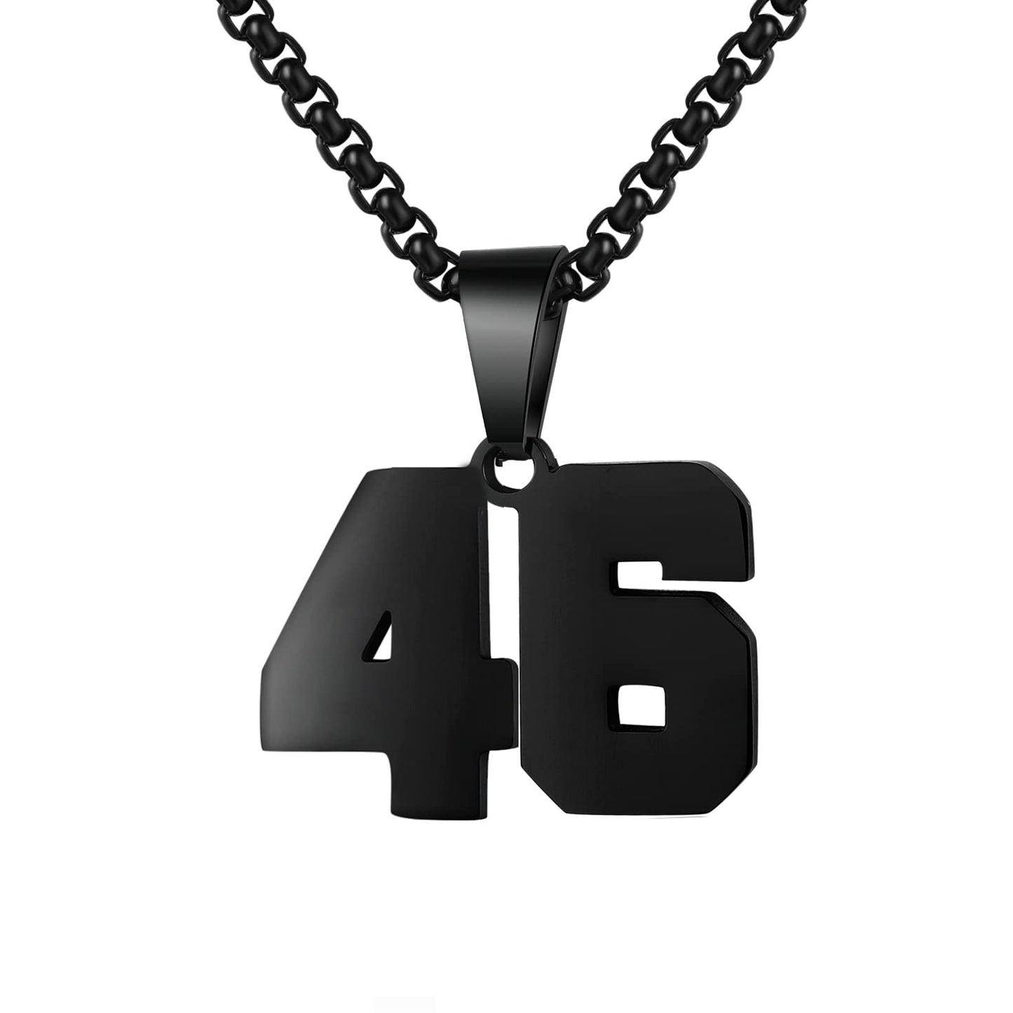 Number Necklaces Personalized Necklaces Black Initial Number Pendant Stainless Steel Chain Movement Necklaces for Men Women (46)