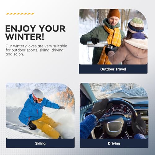 RUIXUE Thermal Gloves for Men Women, Winter Windproof Anti-Slip Touch Screen Running Gloves for Driving Riding Cycling Hik...