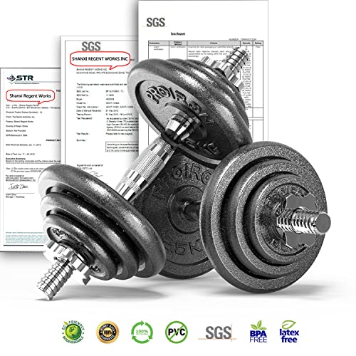 PROIRON 44Lbs Cast Iron Adjustable Dumbbell Set Hand Weight with Solid Dumbbell Handles Changed into Barbell Handily Great...