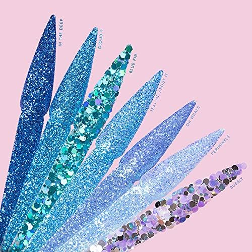 Kiara Sky Nail Art 3D Glitter 1 oz | Sprinkle On Collection | Mix with Acrylic, Gel Polish or dip Powder | Blue Fin