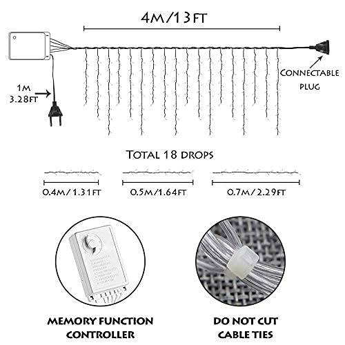 Yolight Icicle String Lights, 13Ft, 96 Leds, 8 Modes, Warm White, Model Yl-Cld-1, Perfect For Indoor & Outdoor Decoration