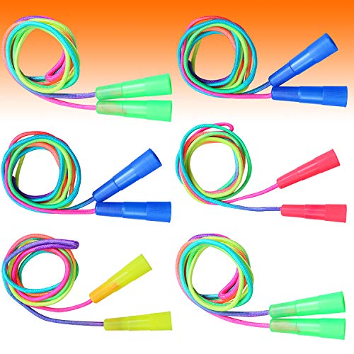 Elcoho 6 Pack Rainbow Jump Rope Set Jumping Ropes Physical Education Skipping Rope