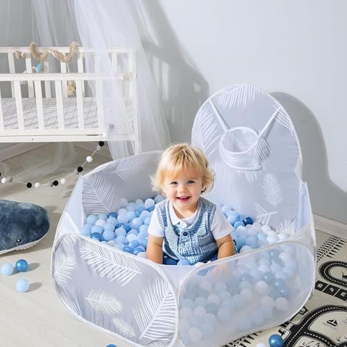 GOGOSO Ball Pit Balls for Toddler, Baby Plastic Playballs Kids Soft Pastel Pelotas Non-Toxic BPA-Free Pearl Blue+Light Blu...