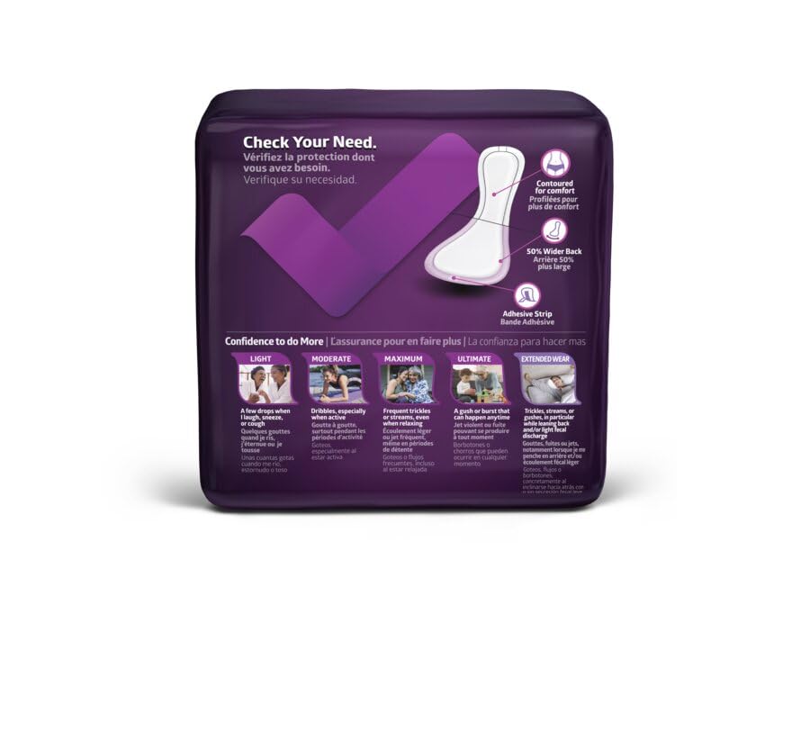 Medline FitRight Overnight Bladder Control Pads, Maximum Absorbency, Nighttime Incontinence Protection, 8.5 x 16, 24 Count per Bag (6 Bags)