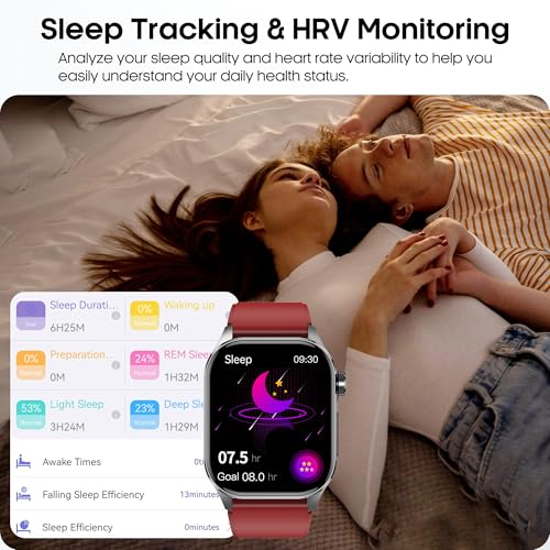 Smart Watch for Men Women with Bluetooth Calls, Blood Pressure Heart Rate Blood Oxygen Stress HRV Monitor Sleep Tracker, 1...