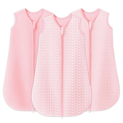 SWEET DOLPHIN 3 Pack Baby Sleep Sack - 100% Cotton 2-Way Zipper TOG 0.5 Infant Wearable Blanket, Newborn Essentials