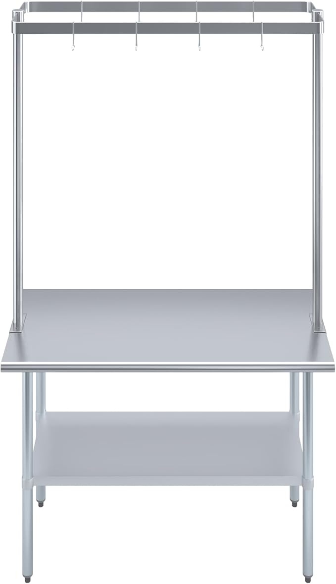 AmGood 48 in. Stainless Steel Table-Mounted Pot Rack With 8 Hooks