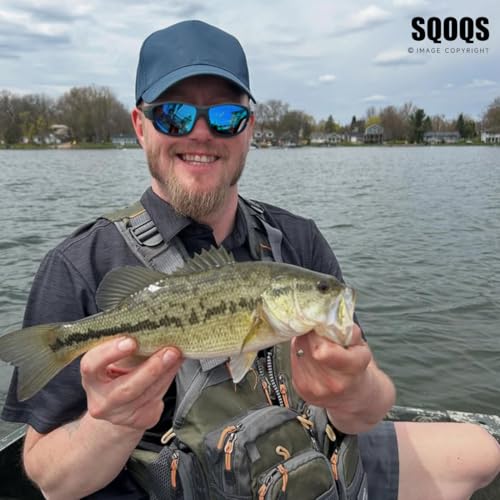 SQOQS Polarized Sports Sunglasses Men UV400 Protection Lightweight Wrap Around Goggles for Cycling Fishing Driving Running