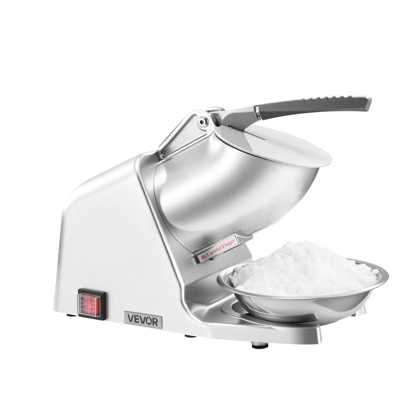 Vevor Ice Crusher Machine, 143Lbs Per Hour Electric 2 Blades Snow Cone Maker, Stainless Steel Shaved Ice Machine With Bowl And C