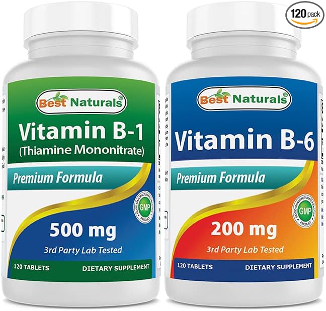 Best Naturals Vitamin B1 as Thiamine Mononitrate 500 mg & Vitamin b6 200mg