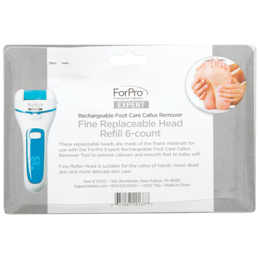 ForPro Professional Collection Expert Rechargeable Foot Care Callus Remover Replaceable Head Refill, Fine, 6-Count
