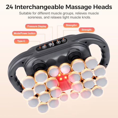 JIASHENG Massage Gun Set with 24 Heads, 9 Modes & 9 Speed Levels, Deep Tissue Percussion Massager for Muscle Pain Relief, ...