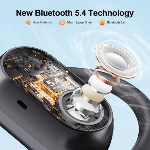 OWMSIC Wireless Earbuds, Sports Bluetooth 5.4 Headphones with ENC Noise Cancelling Mic, 67 Hrs Playtime Ear Buds with LED ...