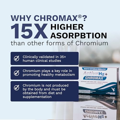 Active H2+ Chromax – Hydrogen Water Tablets with Chromium – Supports Metabolism and Energy – Molecular Hydrogen and Chromi...