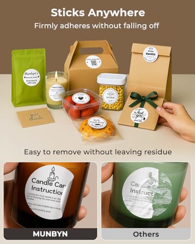 MUNBYN 2 Inch Circle Thermal Sticker Labels, Self-Adhesive Round Direct Thermal Labels for Business, 750 Sheets/1 Roll