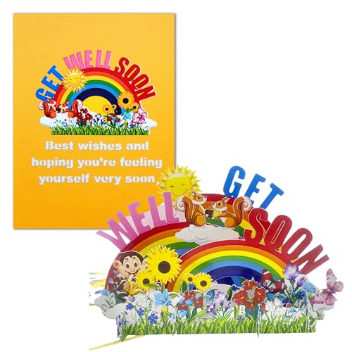 MeeSunnie Colorful Get Well Soon Card, 3D Pop Up Card, Card for Speedy Surgery Recovery, Thinking Of You, for Boss, Frien...
