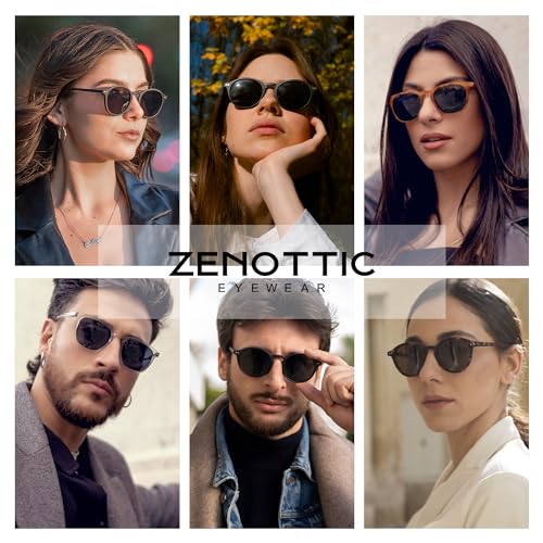 ZENOTTIC Polarized Sunglasses for Women Men: Retro Shades Round | Square Frame UV Protection 2 Pack