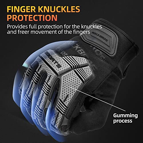 ROCKBROS Mountain Bike Gloves with Gel Pad Touch Screen Knuckle Protection for BMX MX ATV MTB Racing Black