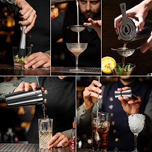 Perjoy Cocktail Shaker Set, 16 Piece Bartender Kit, Cocktail Shaker, Stainless Steel Bar Set Accessories, Coktail Set, Bos...