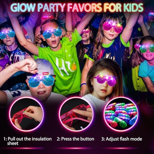 SHQDD 75PCS LED Glasses, Light Up Glasses, 5 Colors party glasses with 3 Light Modes, Glow in The Dark Party Supplies, Neo...